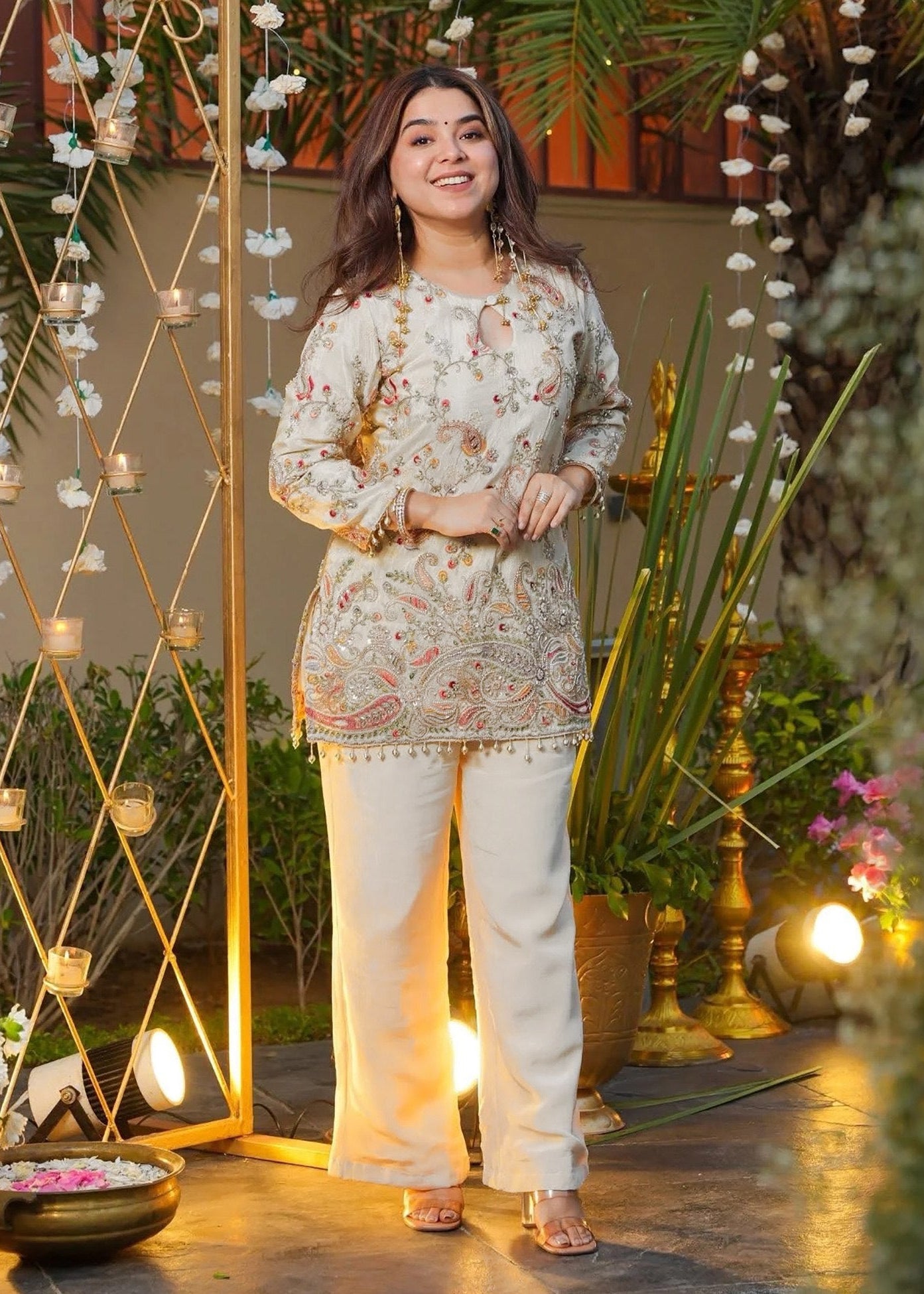 Shriwal Women French Crepe Kurti pant Set