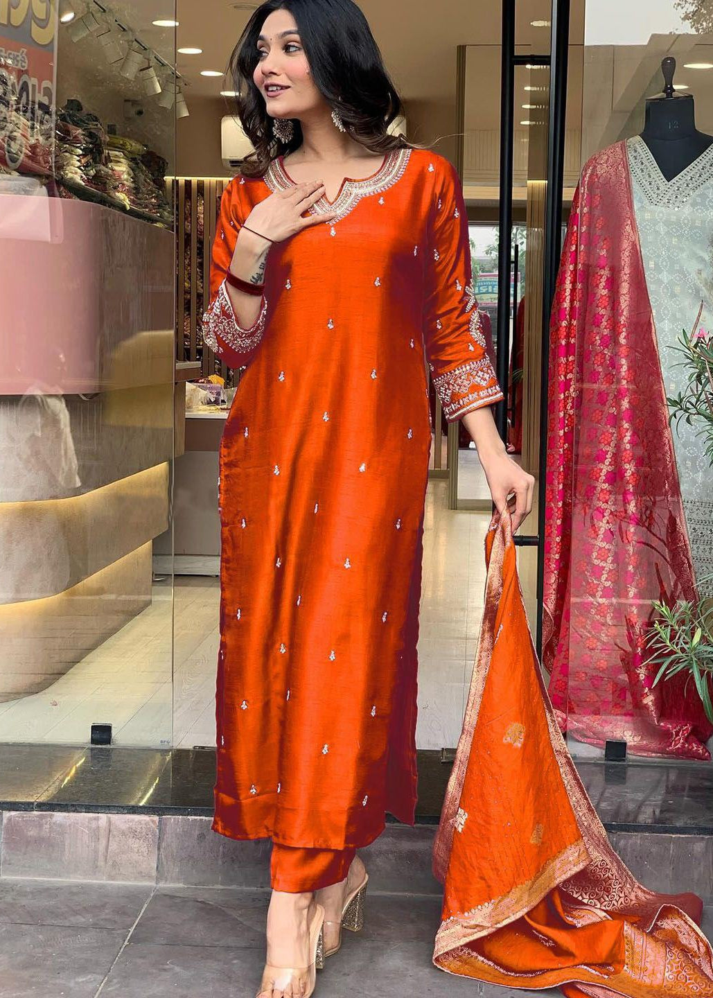 Shriwal Orange Aashi Suit