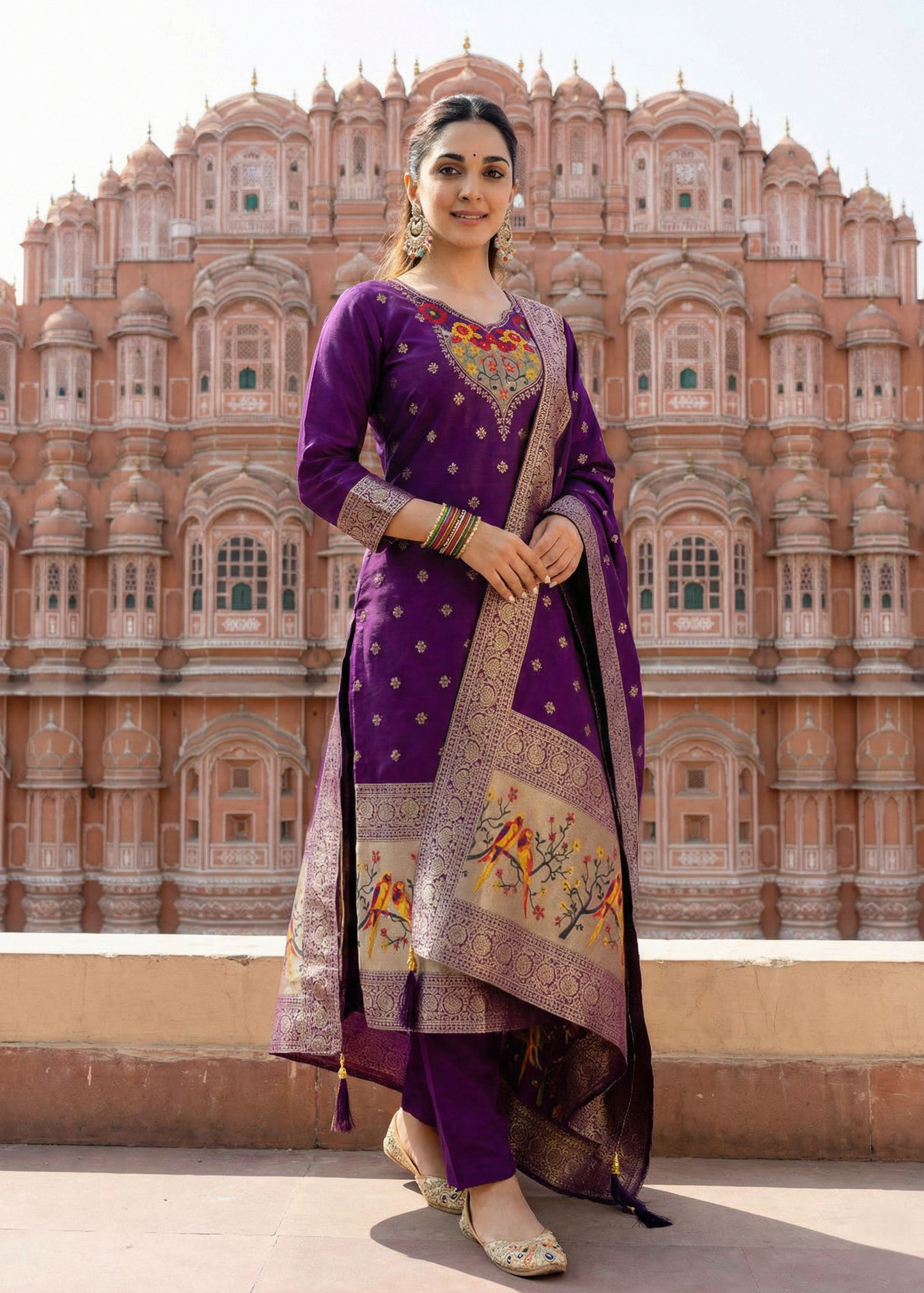 Shriwal Royal Purple Jacquard Suit Set