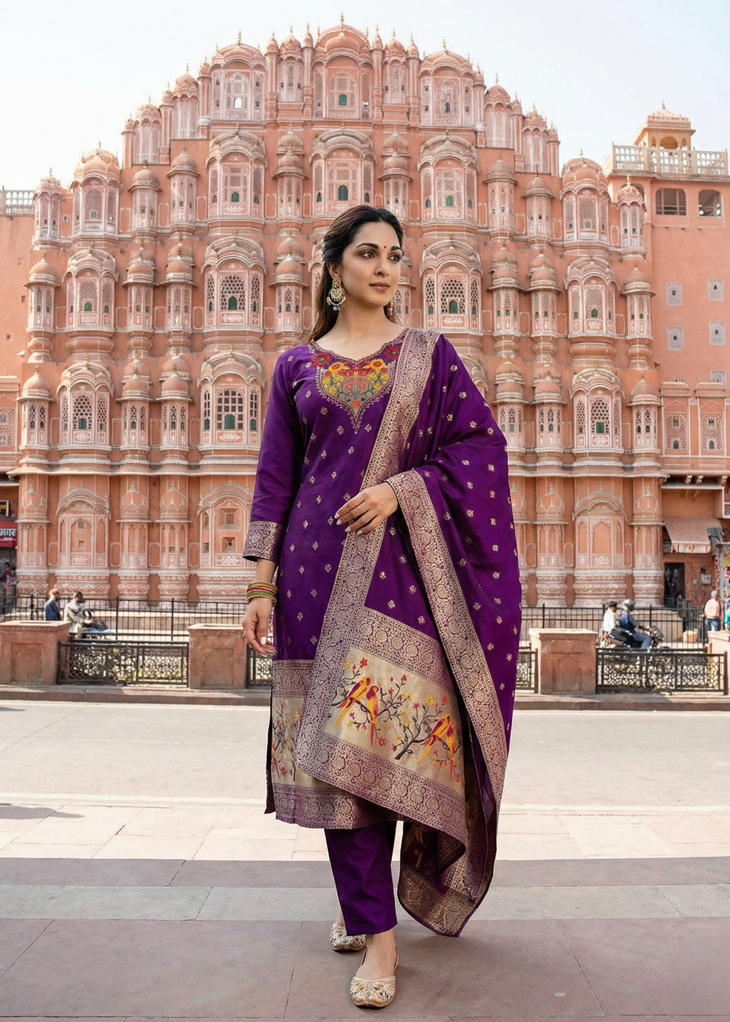 Shriwal Royal Purple Jacquard Suit Set