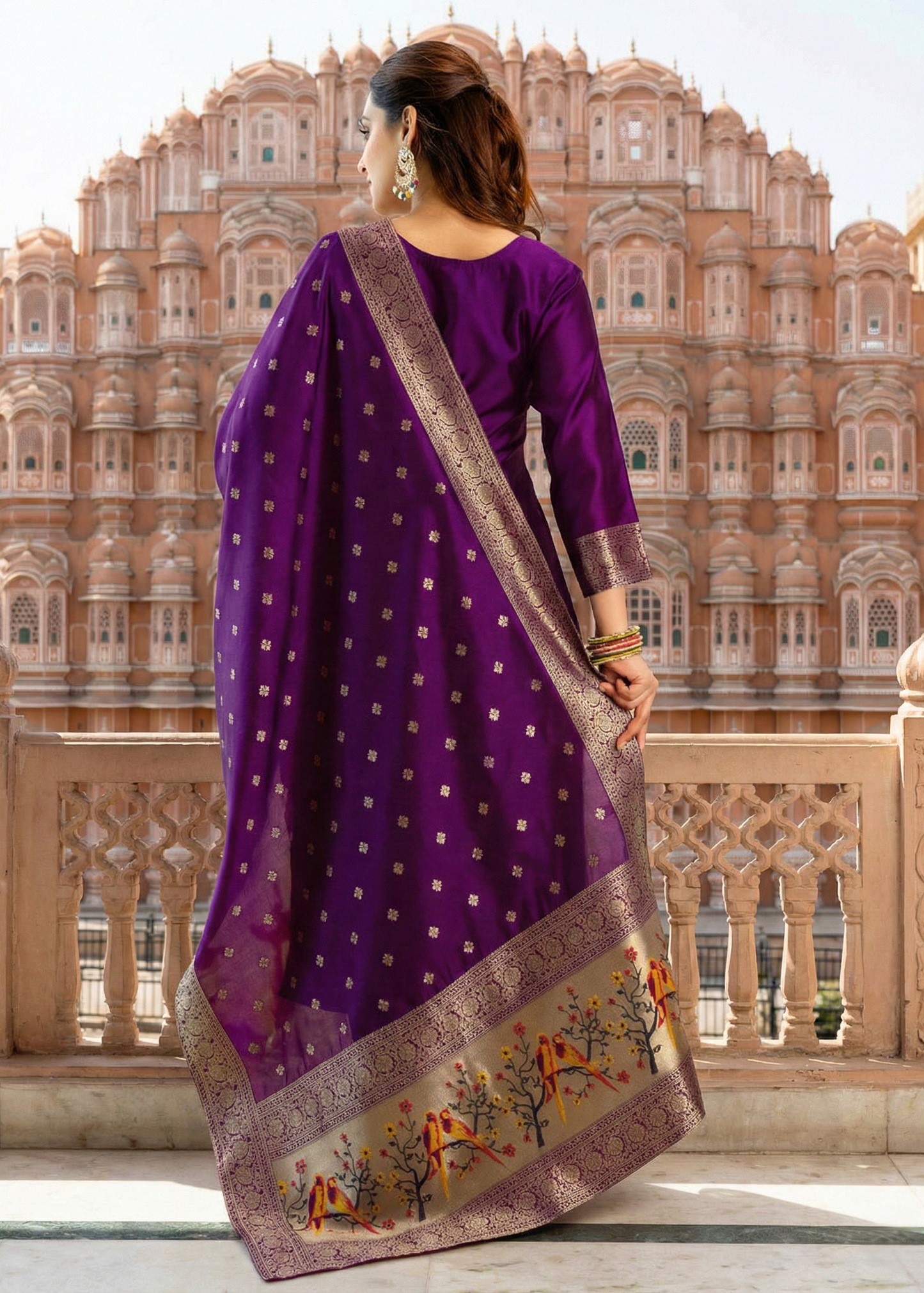 Shriwal Royal Purple Jacquard Suit Set