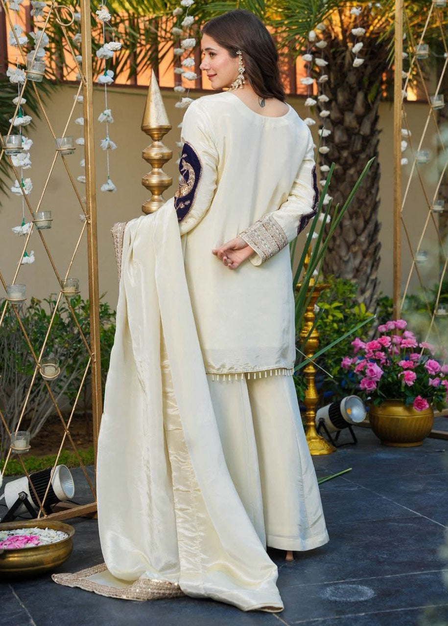 Shriwal Velvet Embroidered Kurta Palazzo Set with Dupatta