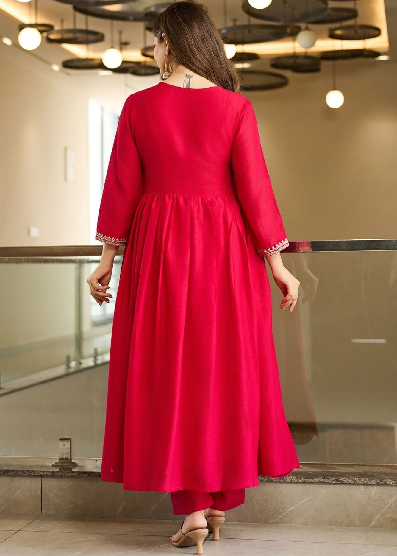 Shriwal Embroidered Rayon Anarkali Suit Set with Dupatta