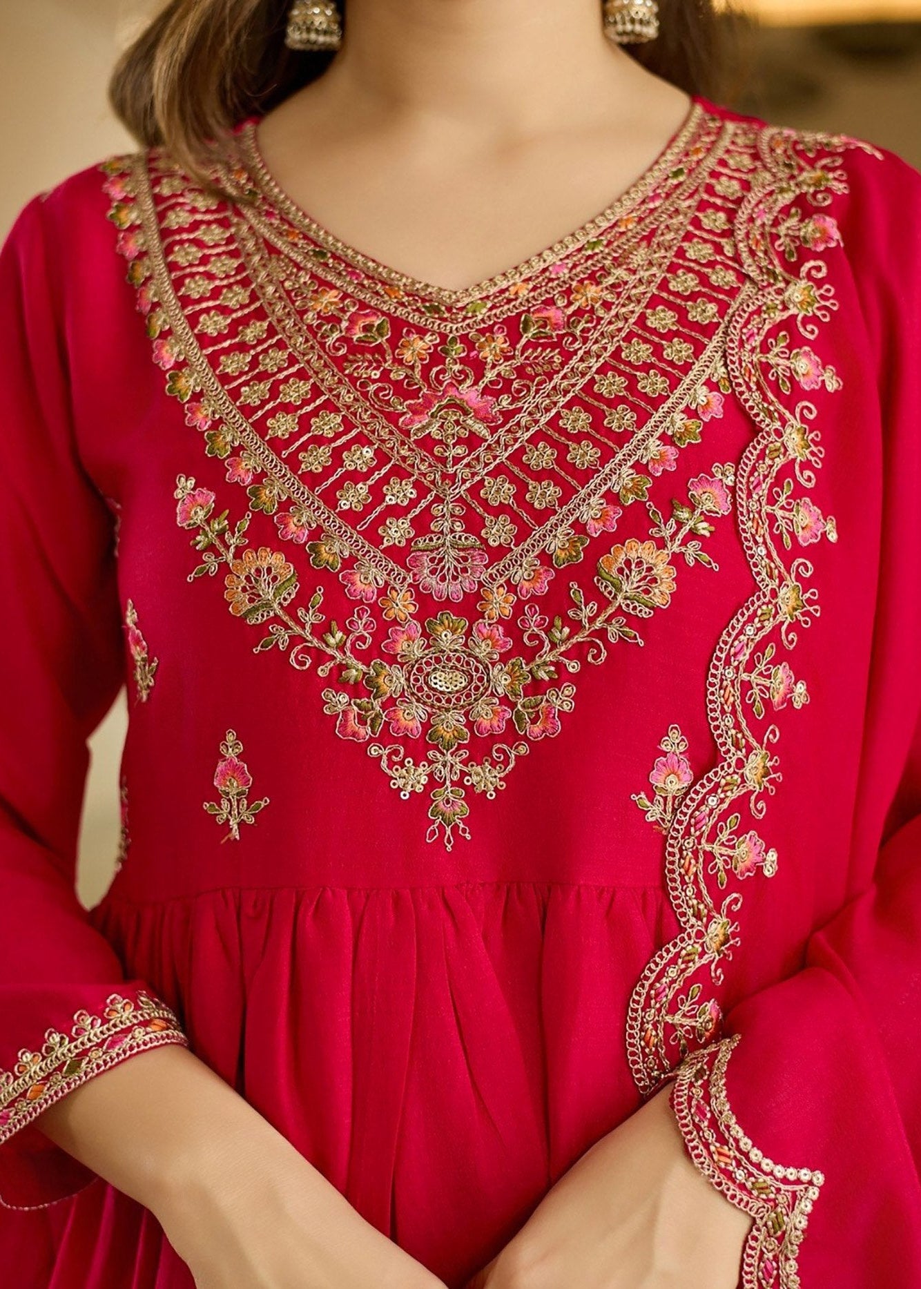 Shriwal Embroidered Rayon Anarkali Suit Set with Dupatta