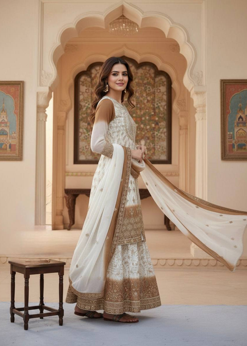Shriwal Meher Dual Tone Embroidered Sharara Set