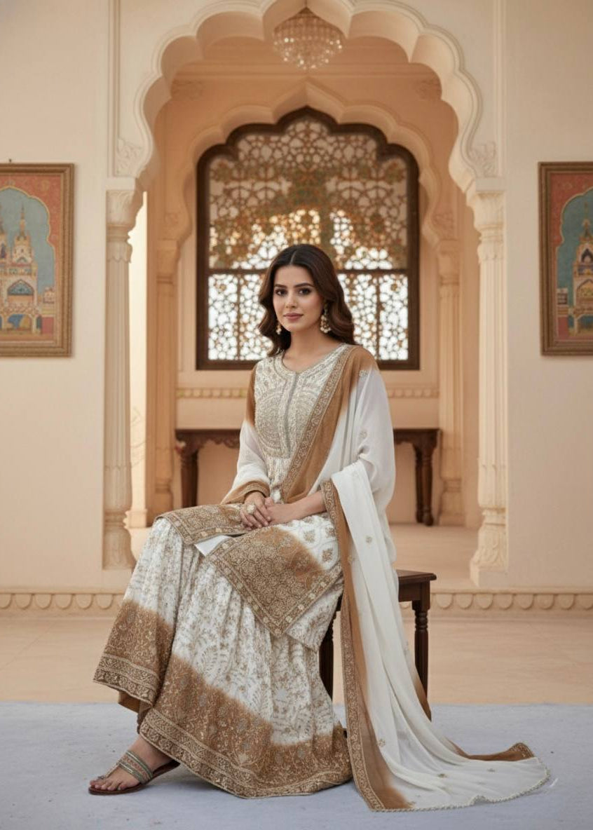 Shriwal Meher Dual Tone Embroidered Sharara Set