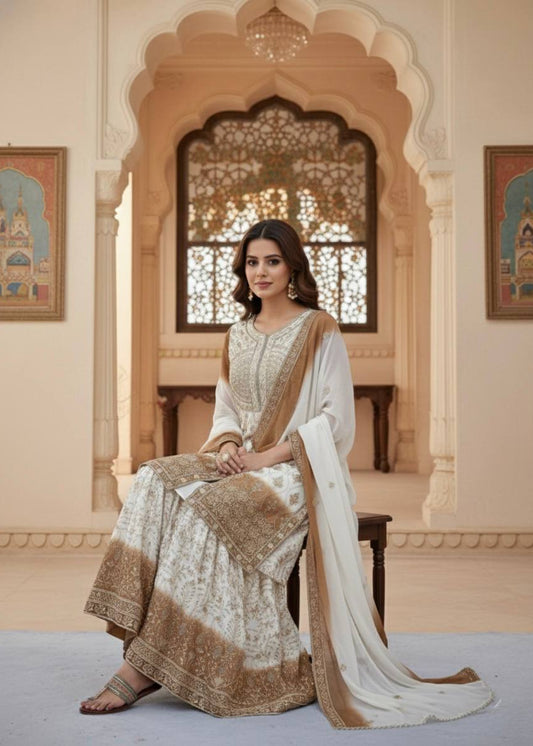 Shriwal Meher Dual Tone Embroidered Sharara Set