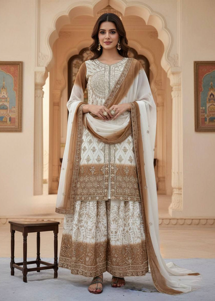 Shriwal Meher Dual Tone Embroidered Sharara Set