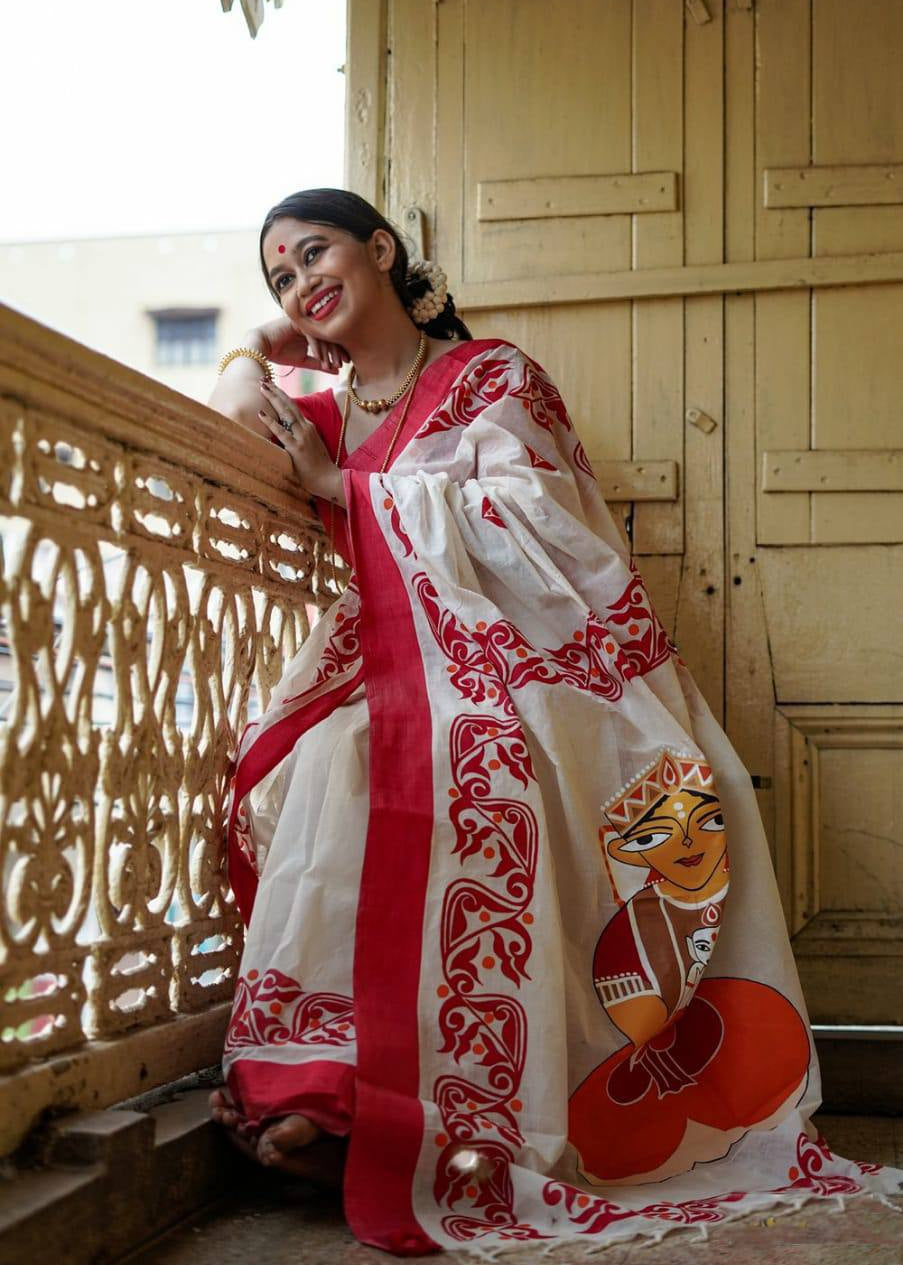Shriwal Divine Art Linen Saree