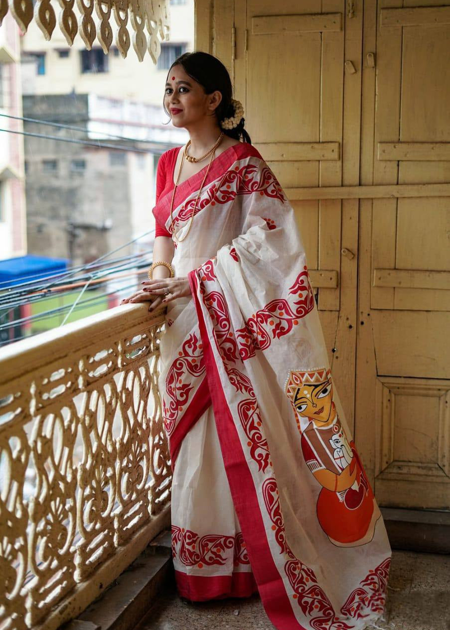 Shriwal Divine Art Linen Saree