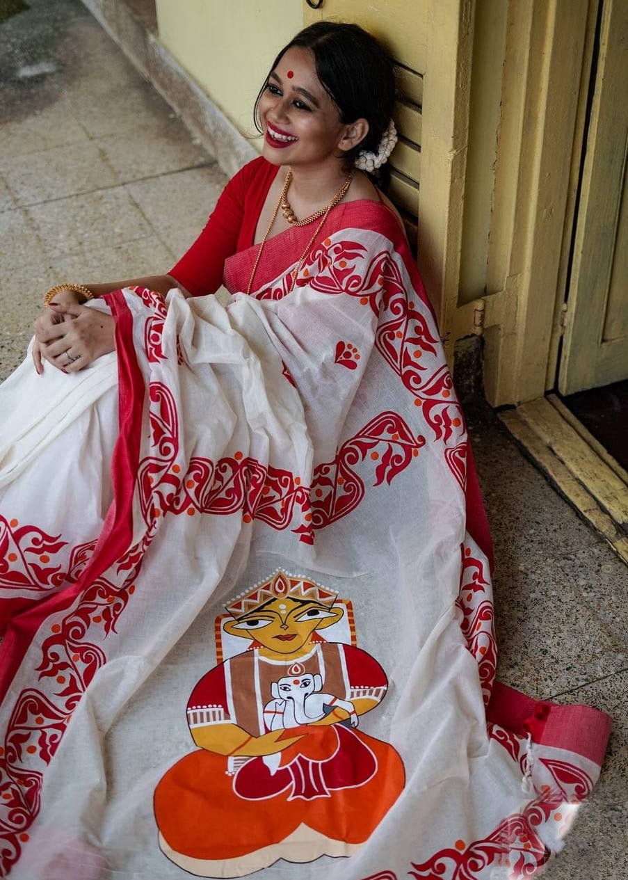 Shriwal Divine Art Linen Saree