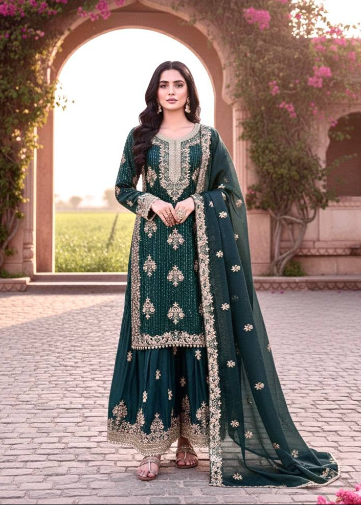 Shriwal Zareen Embroidered Silk Sharara Set(4 Colours)