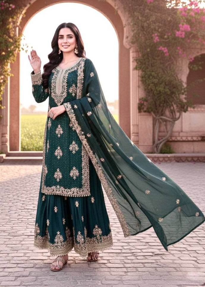 Shriwal Zareen Embroidered Silk Sharara Set(4 Colours)