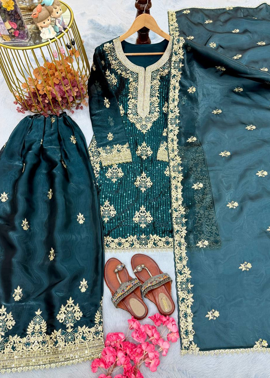 Shriwal Zareen Embroidered Silk Sharara Set(4 Colours)