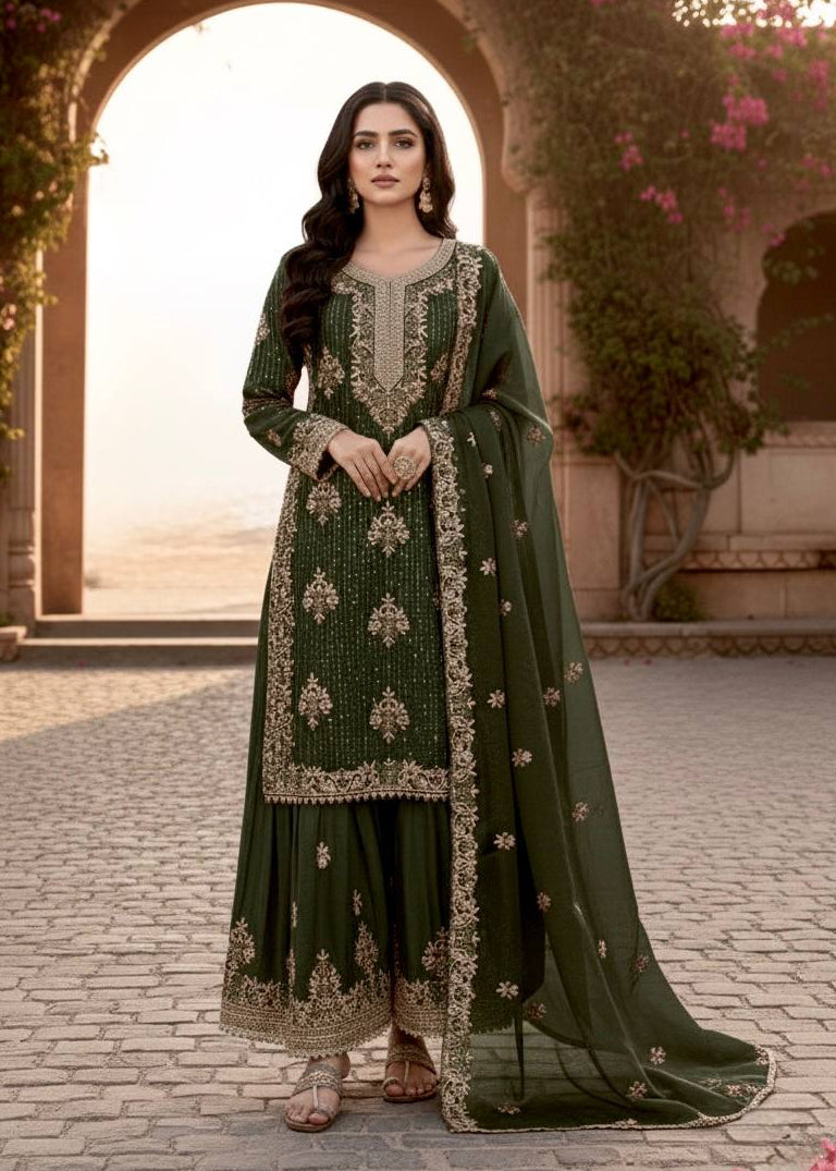 Shriwal Zareen Embroidered Silk Sharara Set(4 Colours)