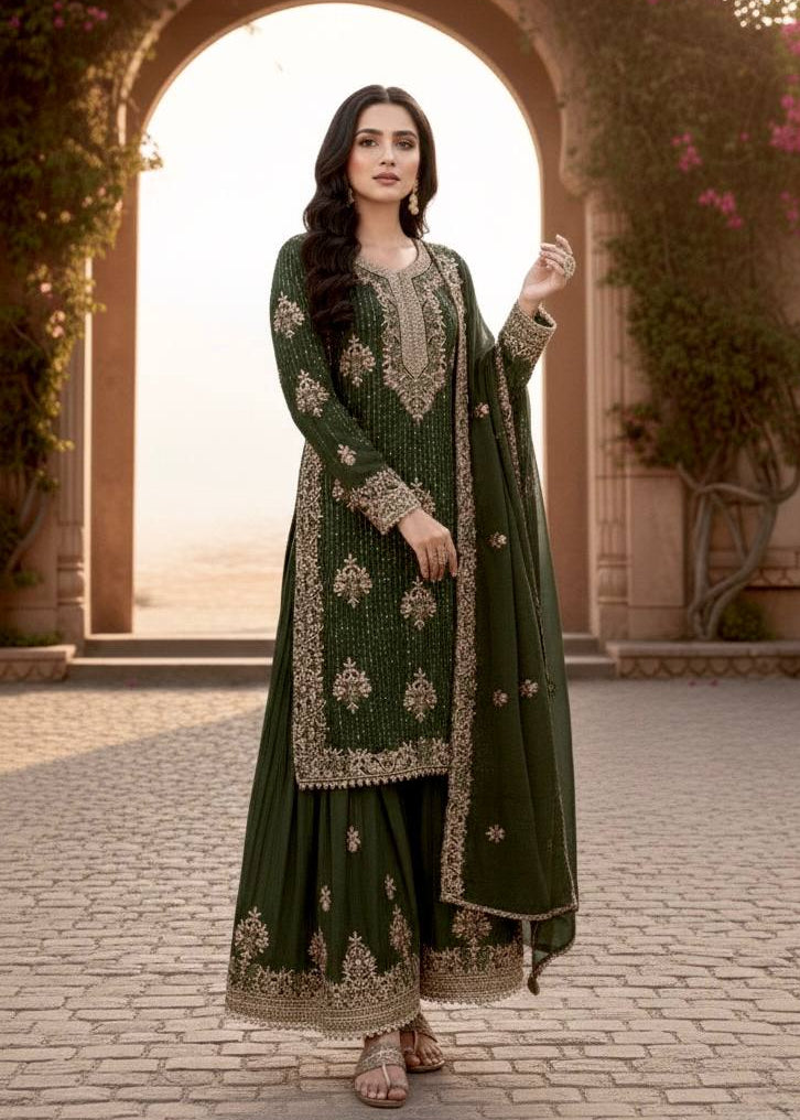 Shriwal Zareen Embroidered Silk Sharara Set(4 Colours)