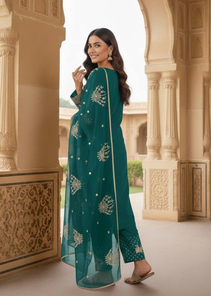 Shriwal Noorina Embroidered Crepe Kurti Set (3 Colours)