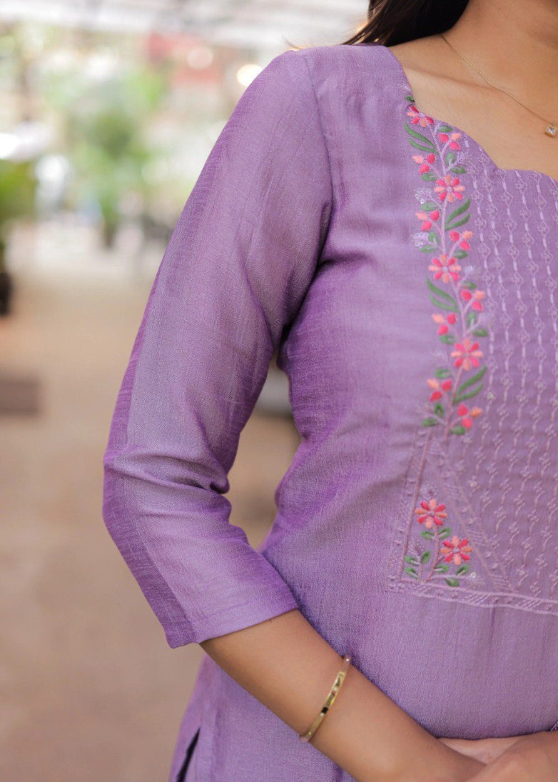 Shriwal Embroidered Cotton Suit Set with Chanderi Dupatta  (4 Colors)