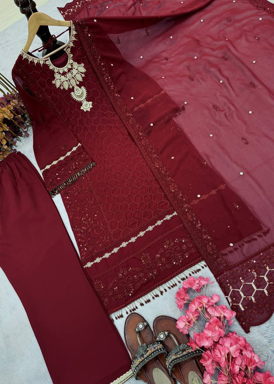 Shriwal Royal Hexa Diamond Embroidered Palazzo Set( 2 colours)