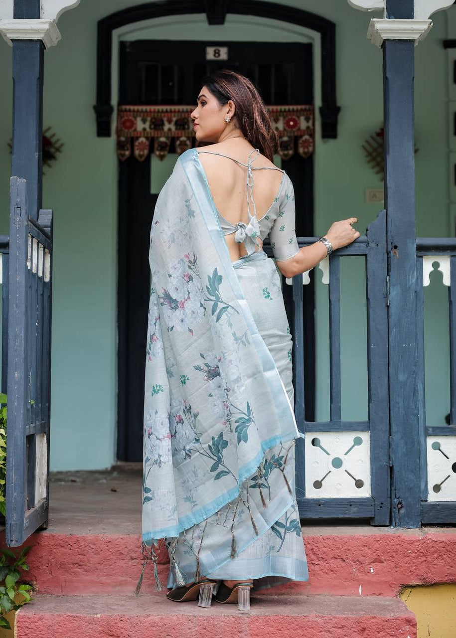 Shriwal Silver Weave Digital Saree