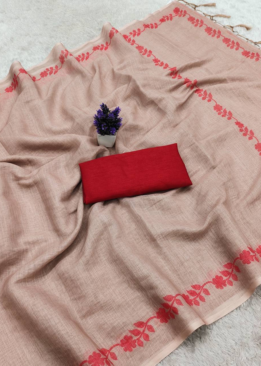 Shriwal Elegant Linen Digital Saree ( 3 Colors)