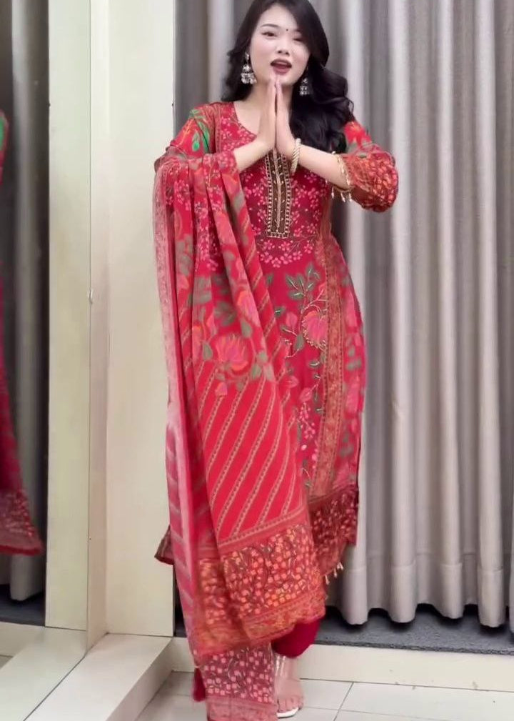 Shriwal Muslin kurti pant dupatta set