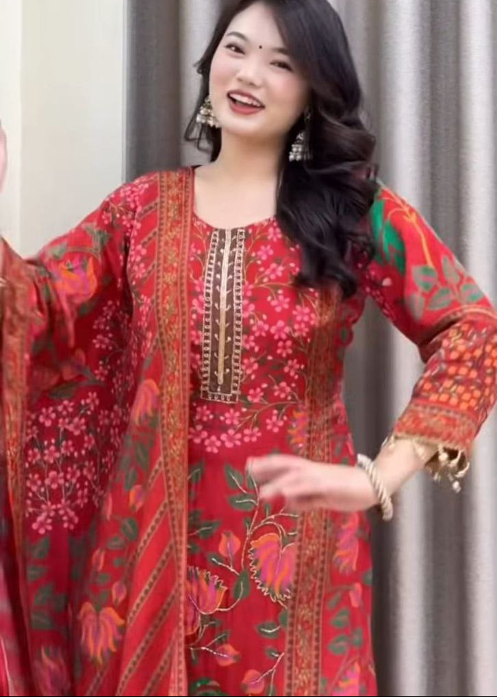 Shriwal Muslin kurti pant dupatta set