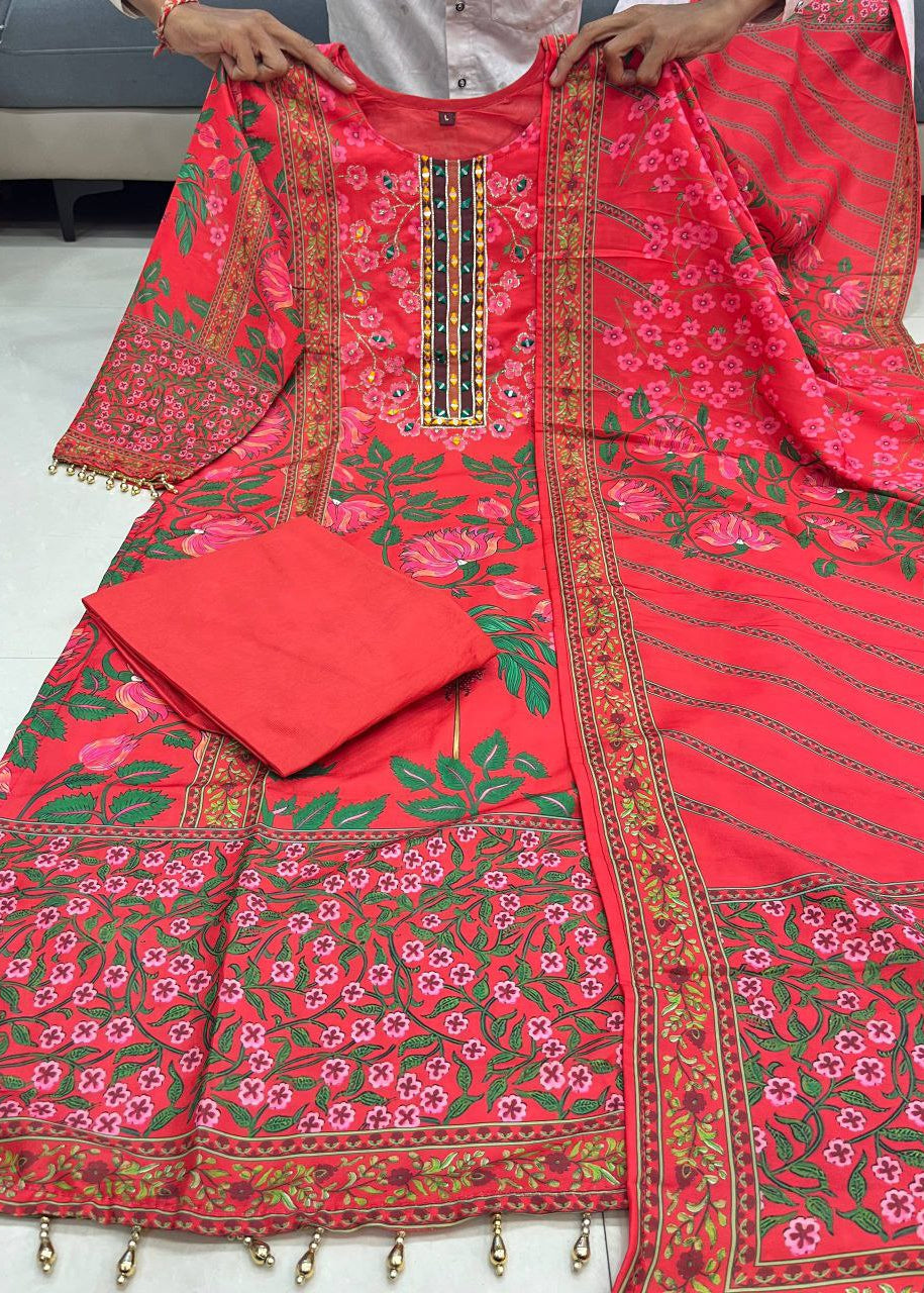 Shriwal Muslin kurti pant dupatta set