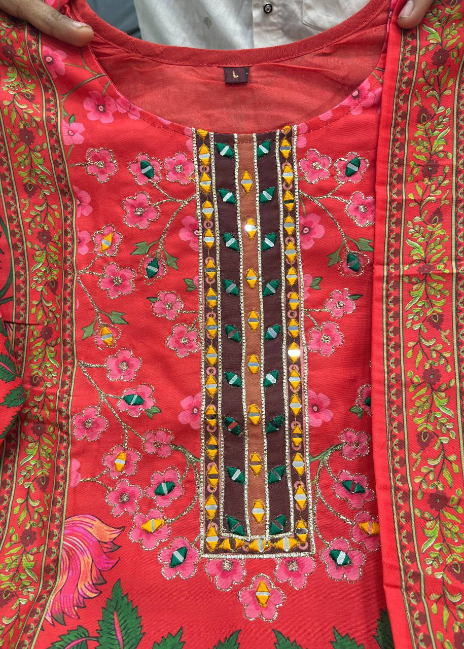 Shriwal Muslin kurti pant dupatta set