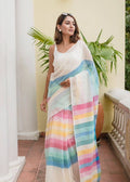 Shriwal Rainbow Symphony Linen Cotton Saree(3 colours)