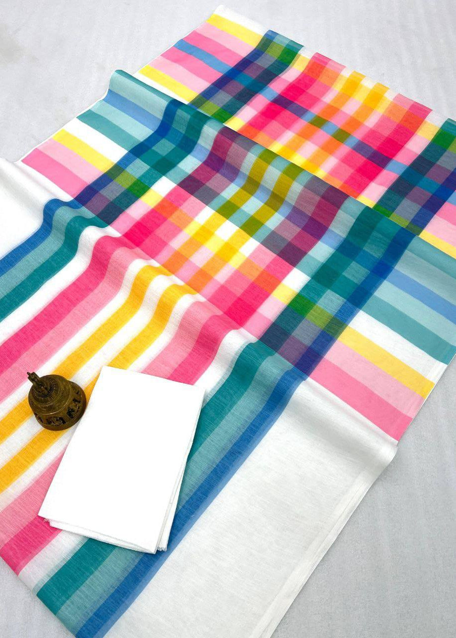 Shriwal Rainbow Symphony Linen Cotton Saree(3 colours)