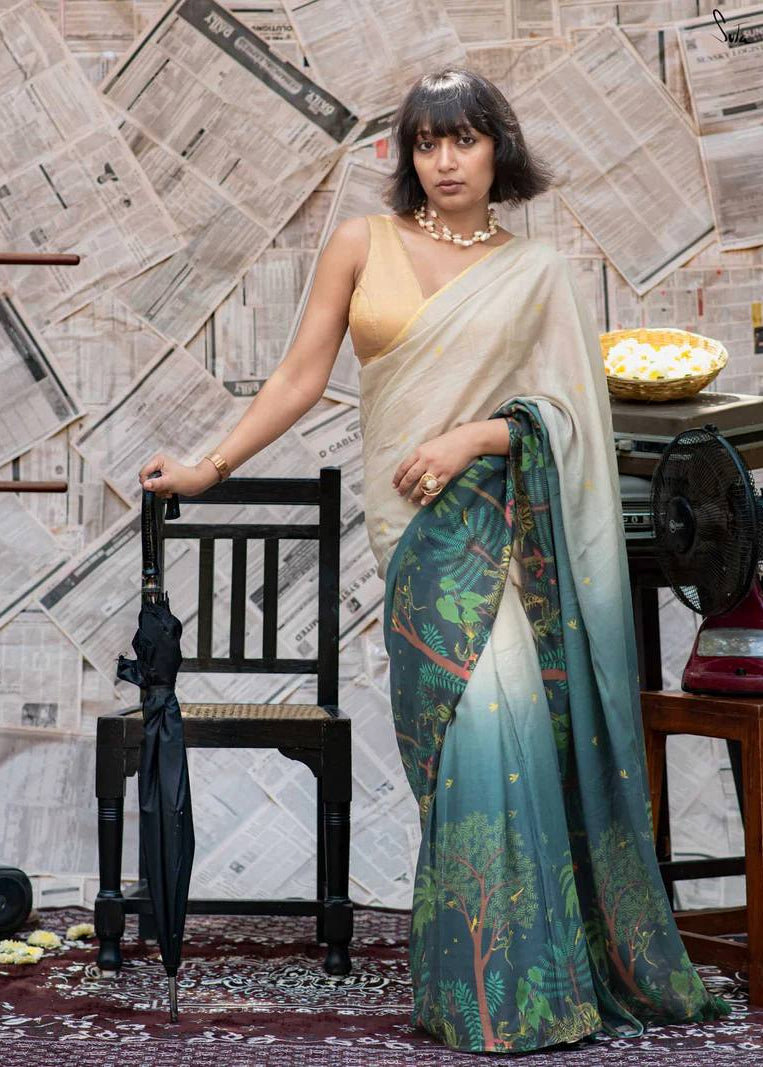 Shriwal Digital Grace Linen Cotton Saree