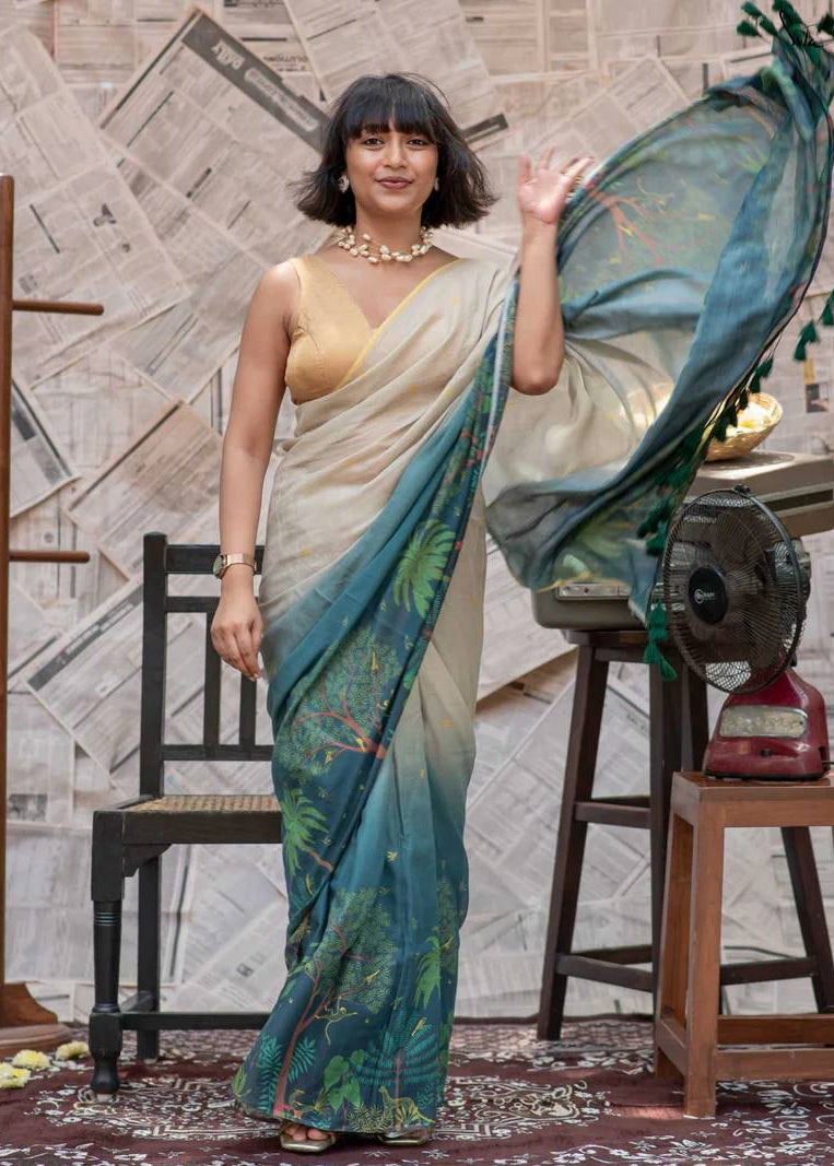 Shriwal Digital Grace Linen Cotton Saree