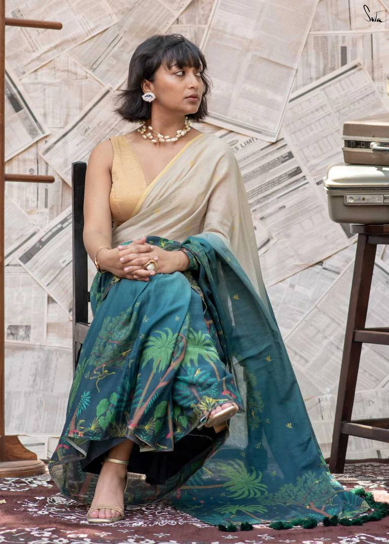 Shriwal Digital Grace Linen Cotton Saree
