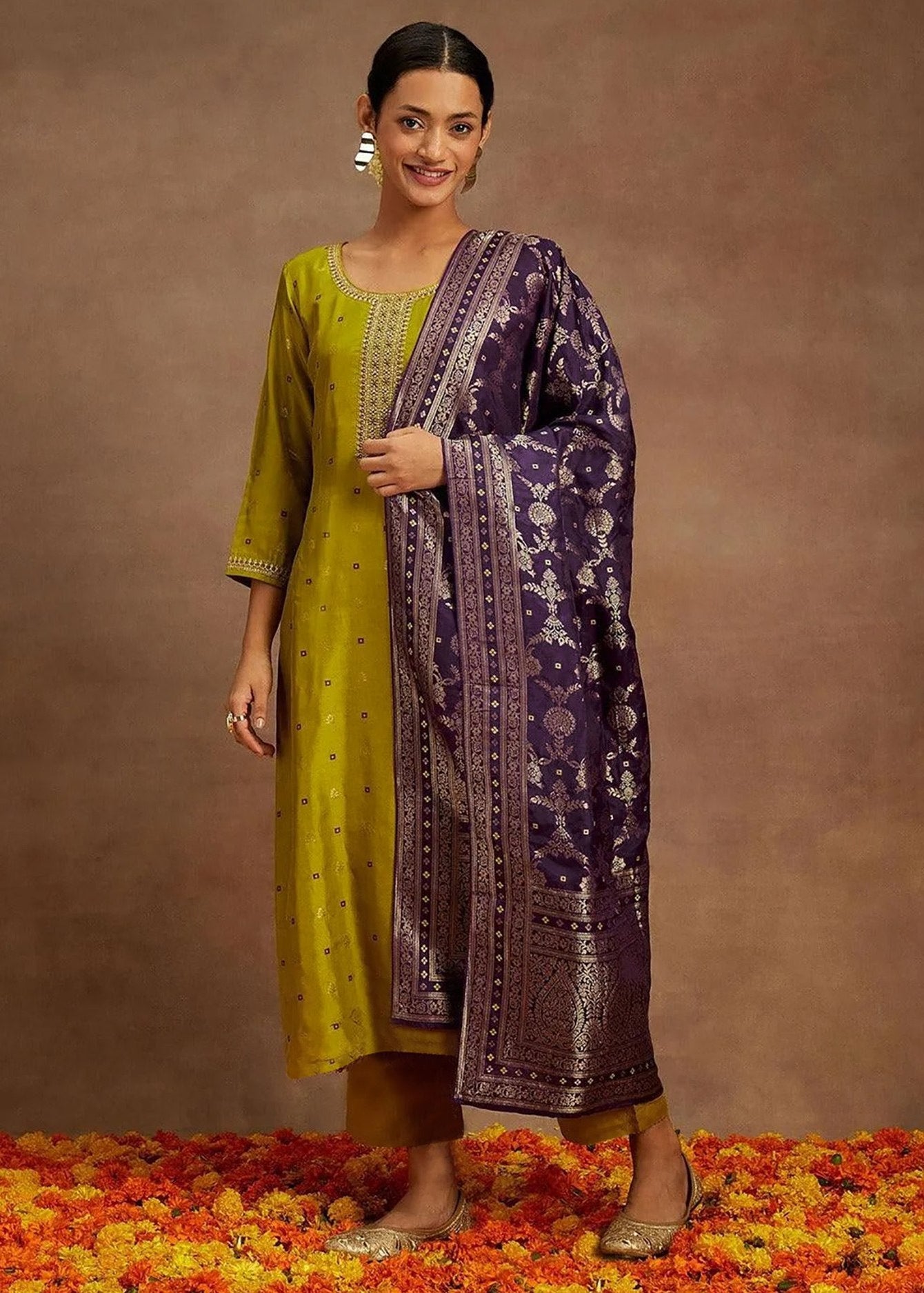 Shriwal Mustard Swaroski Suit