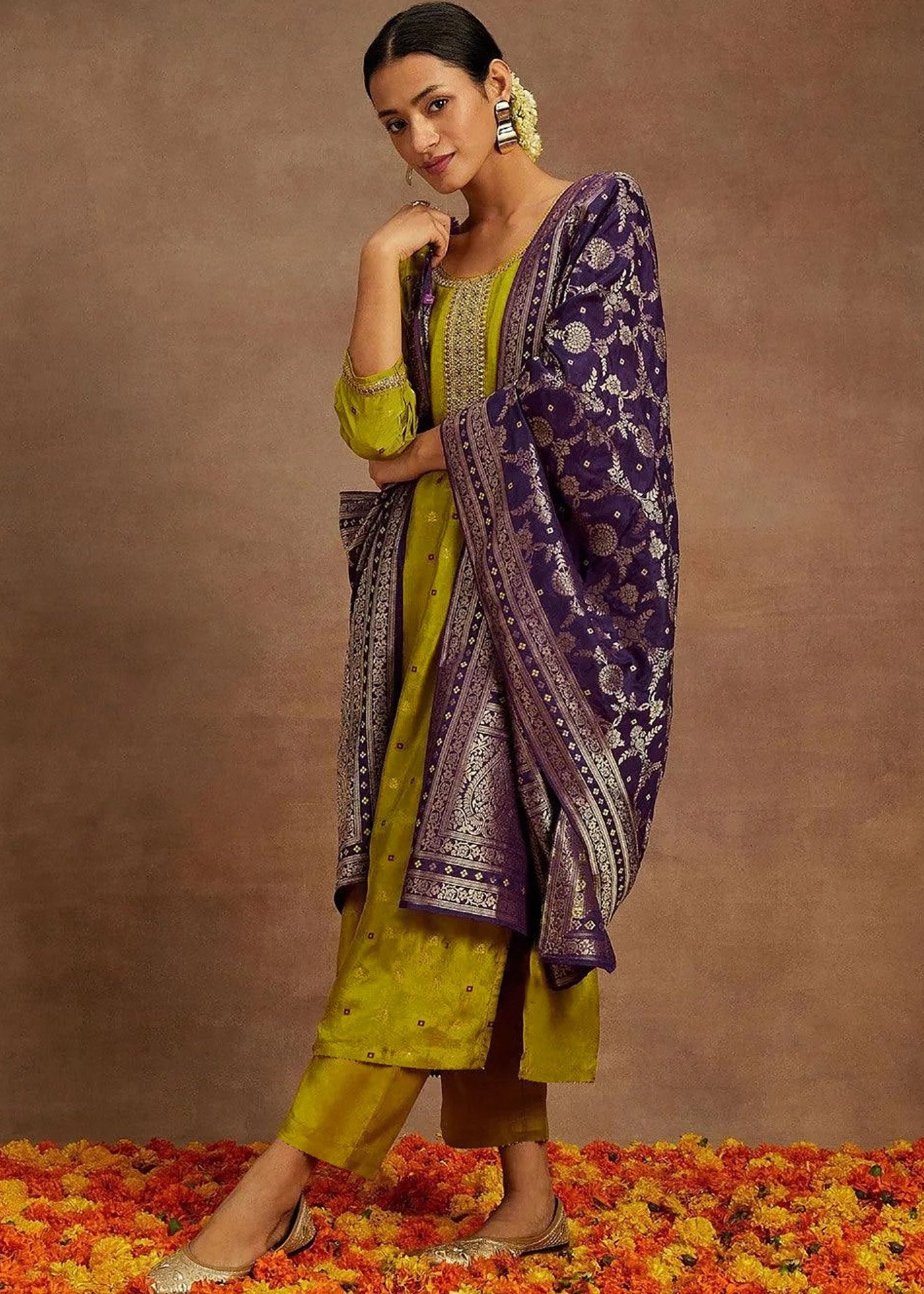 Shriwal Mustard Swaroski Suit