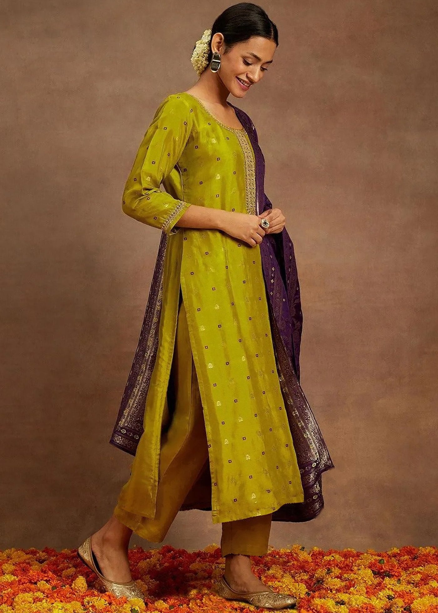 Shriwal Mustard Swaroski Suit