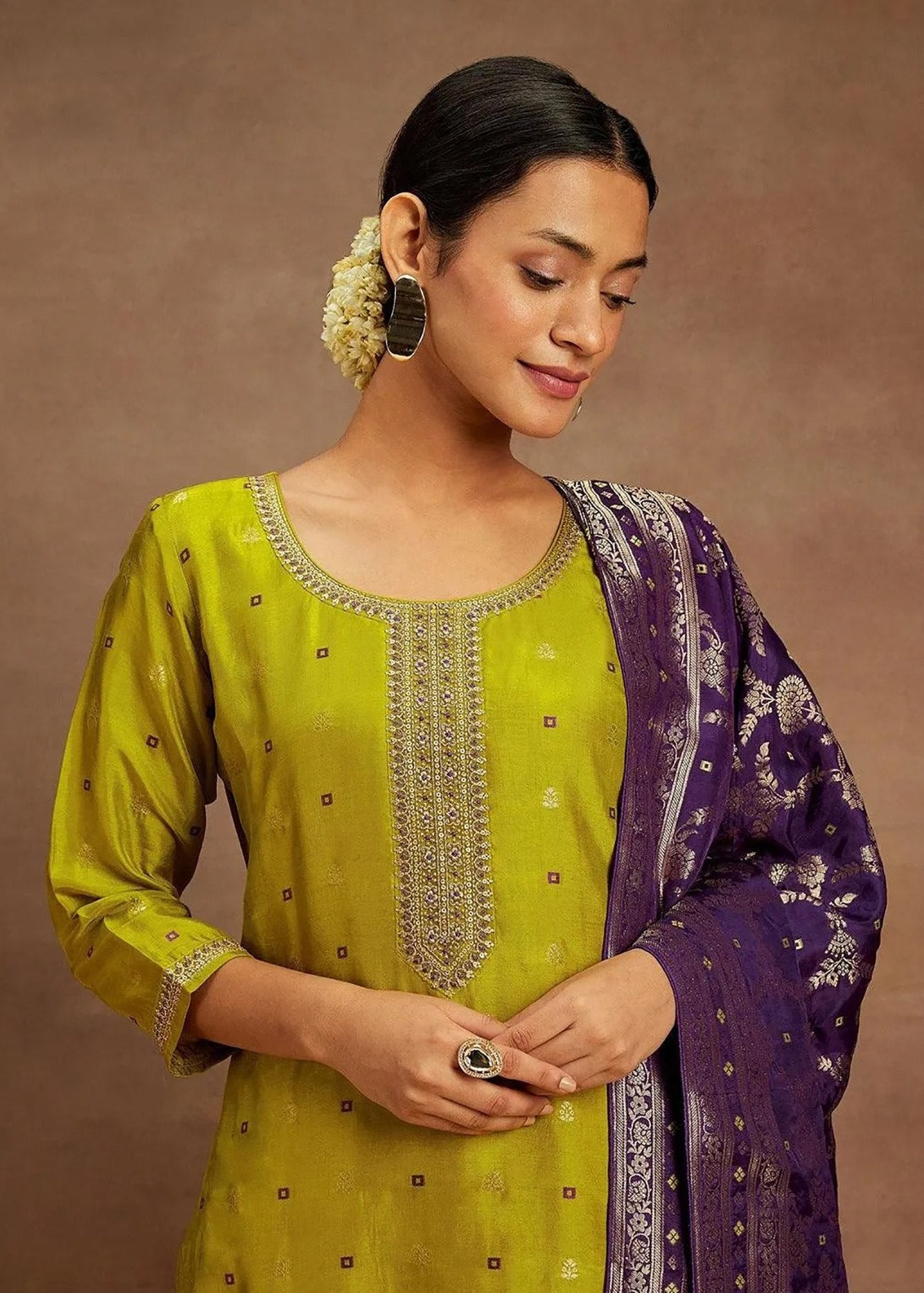 Shriwal Mustard Swaroski Suit