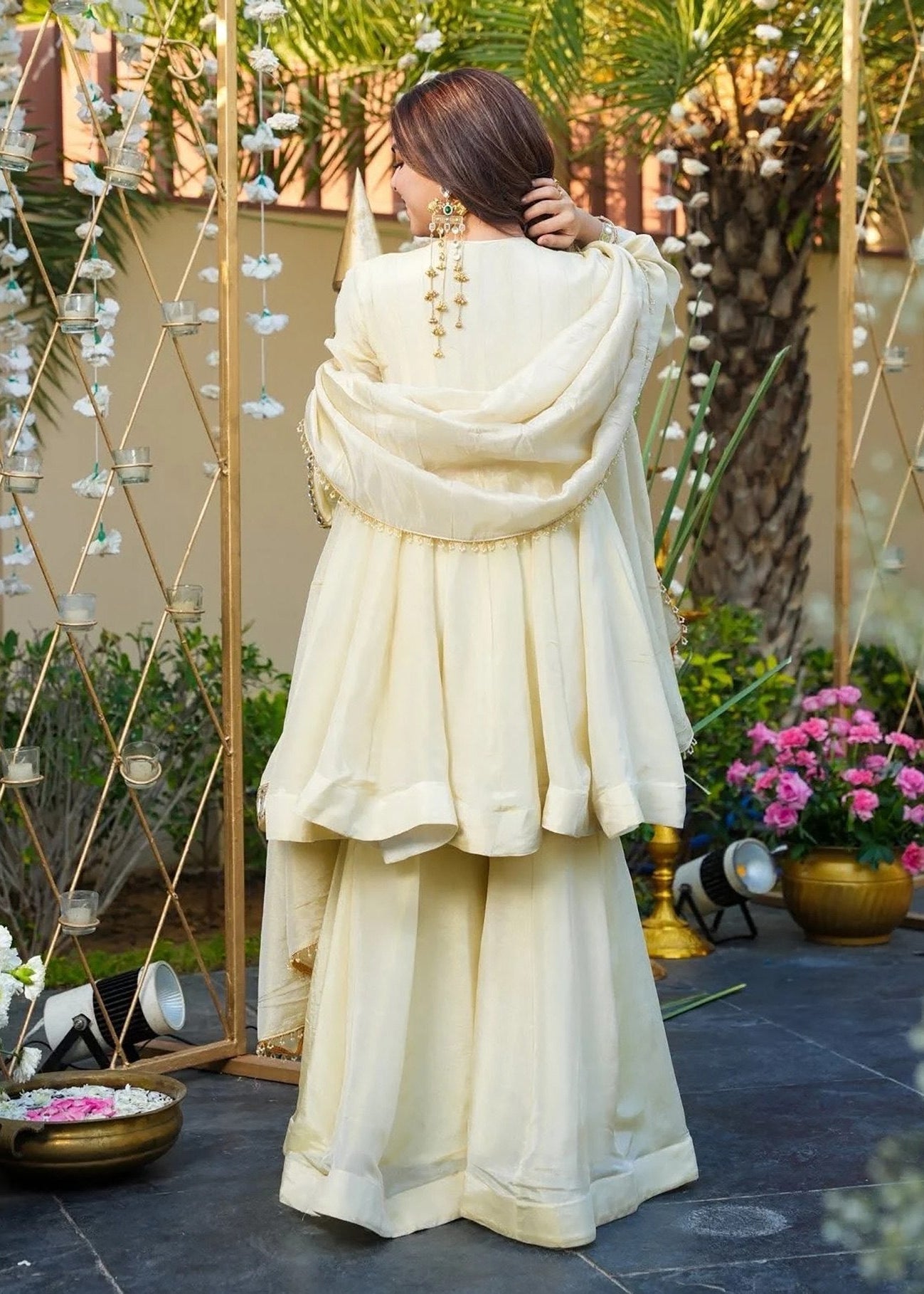 Shriwal fashion mirror work kurti sharara set