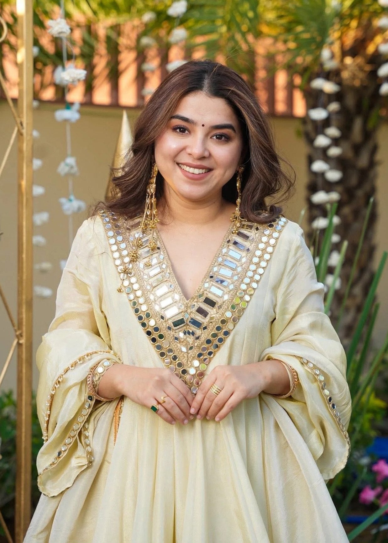 Shriwal fashion mirror work kurti sharara set