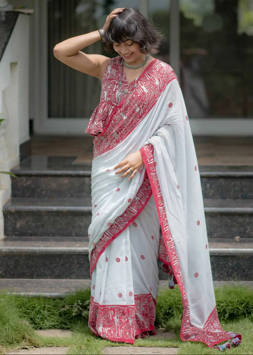 Shriwal Sindoor Rekha Linen Cotton Digital Saree