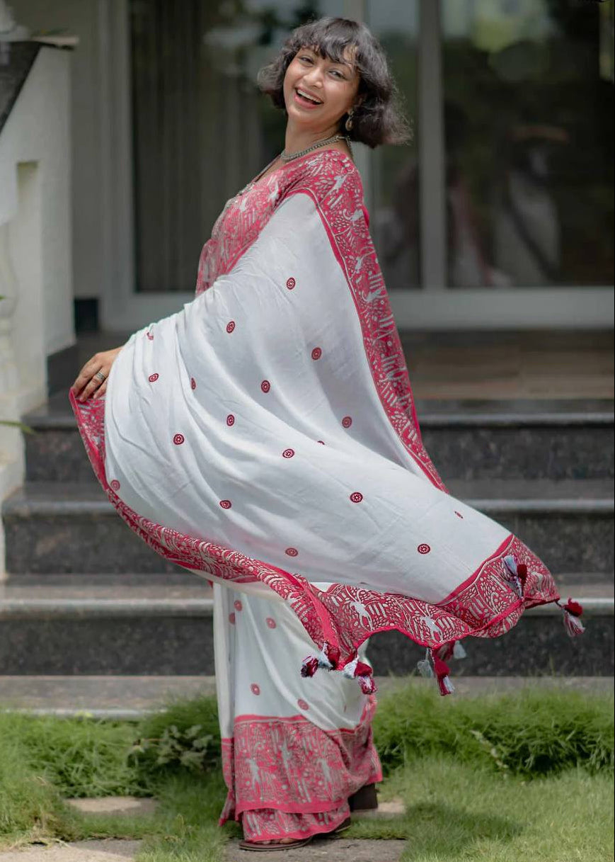 Shriwal Sindoor Rekha Linen Cotton Digital Saree