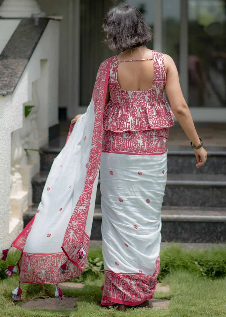 Shriwal Sindoor Rekha Linen Cotton Digital Saree