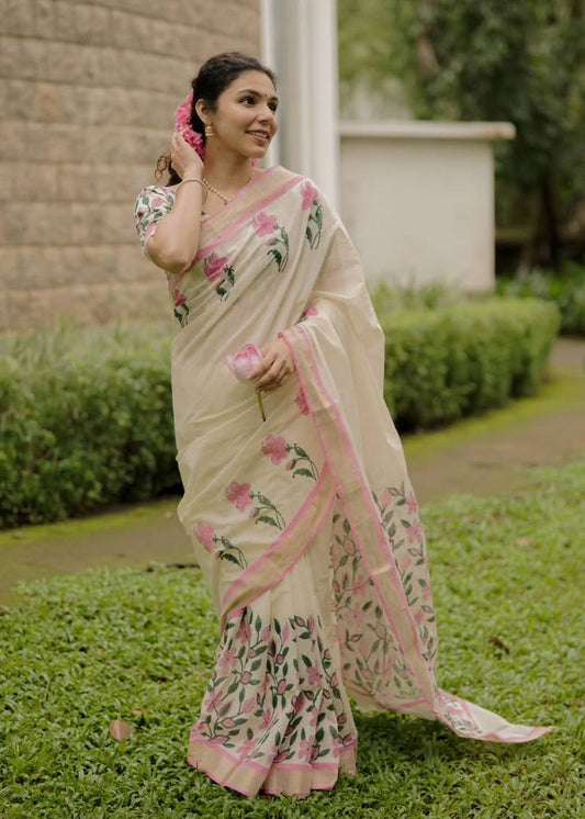 Shriwal Gulbaag Heritage Linen Cotton Saree