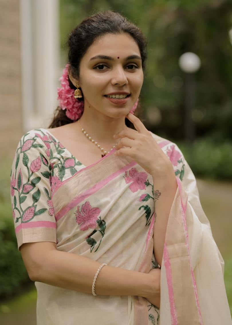 Shriwal Gulbaag Heritage Linen Cotton Saree