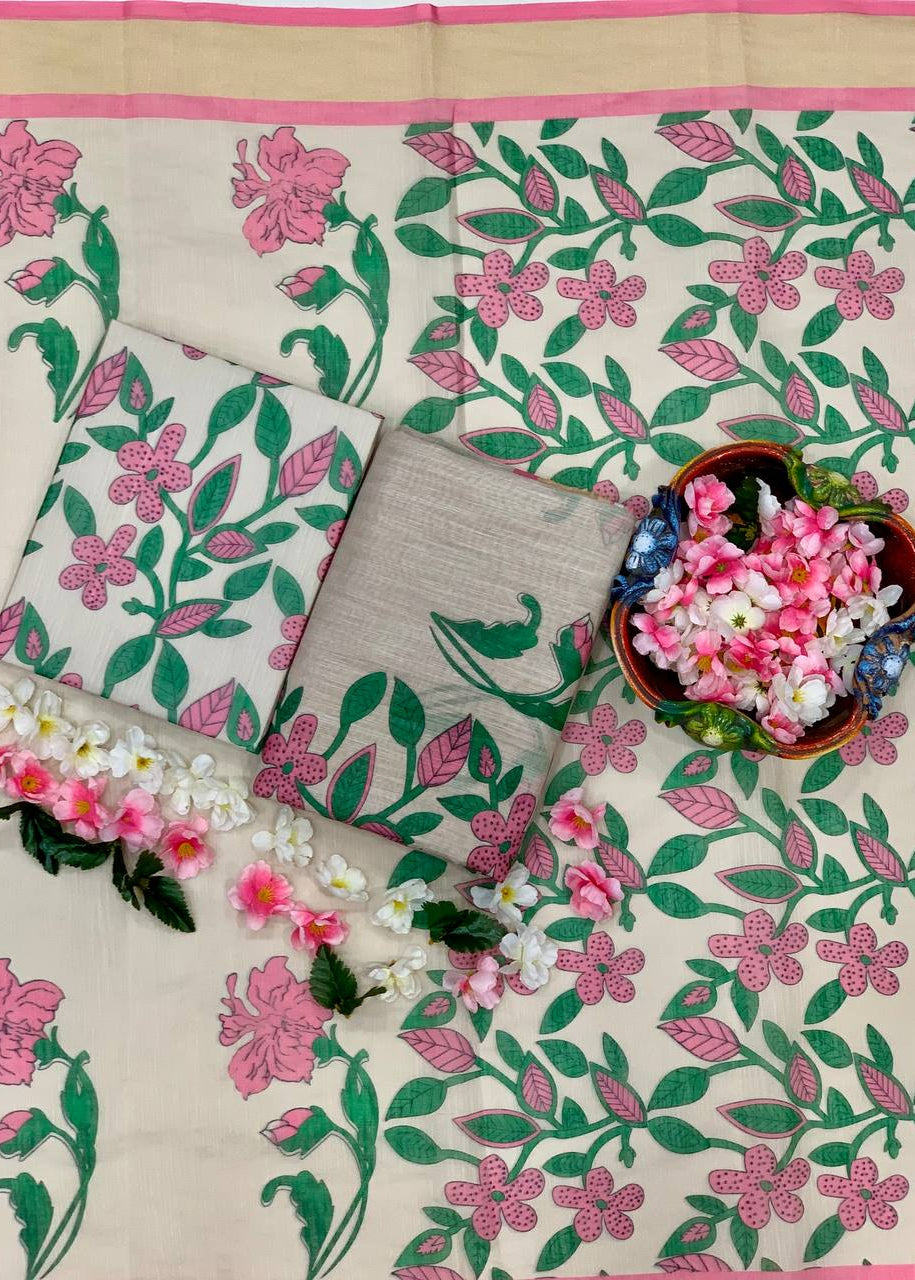 Shriwal Gulbaag Heritage Linen Cotton Saree