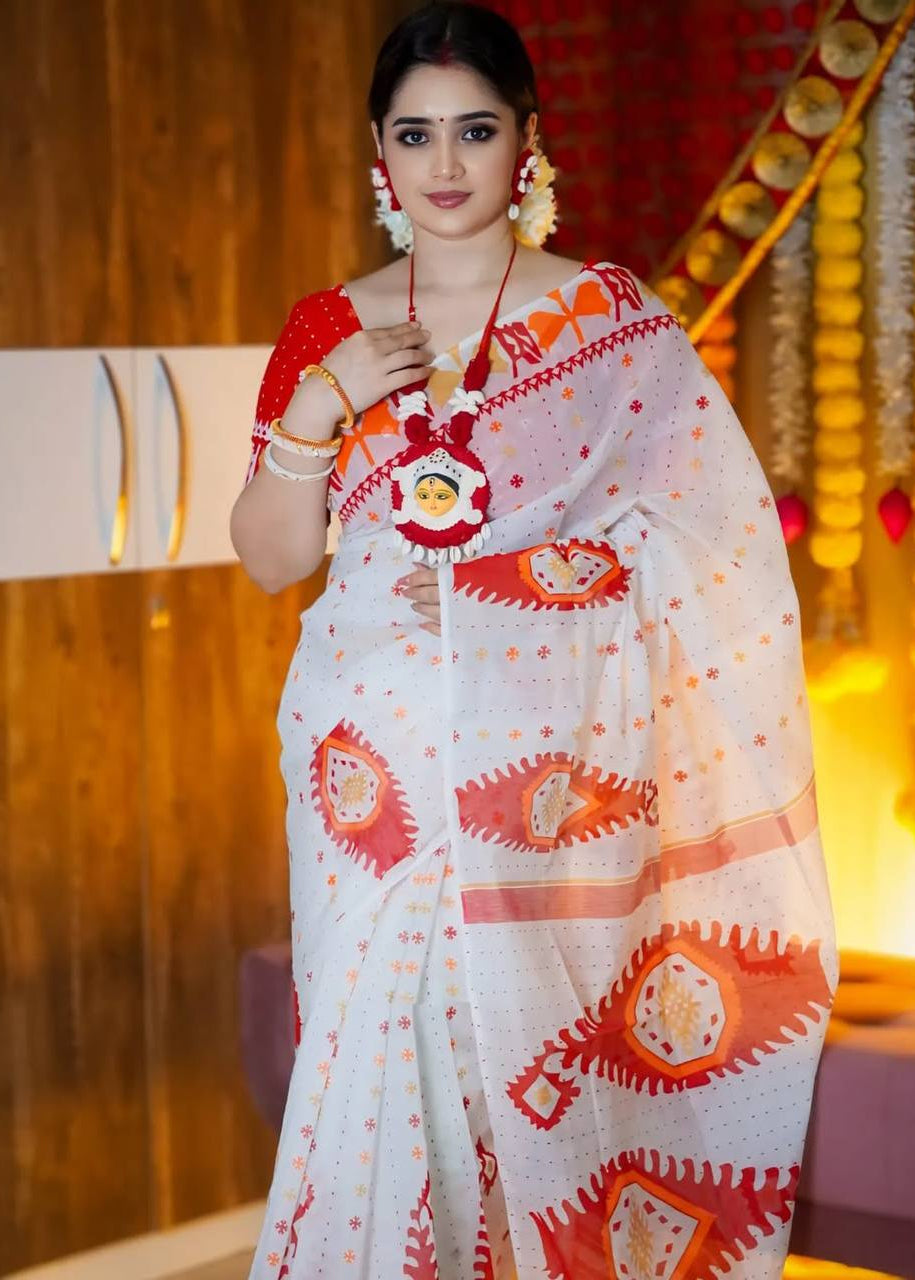 Shriwal Agni Inspired Linen Cotton Digital Saree