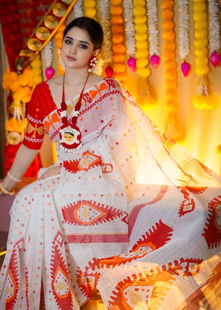 Shriwal Agni Inspired Linen Cotton Digital Saree