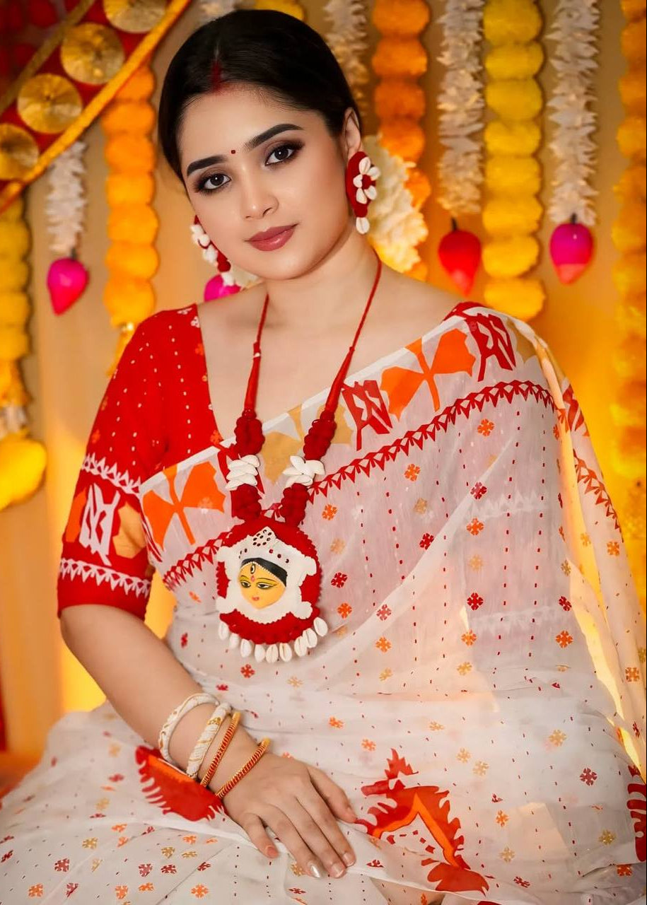 Shriwal Agni Inspired Linen Cotton Digital Saree