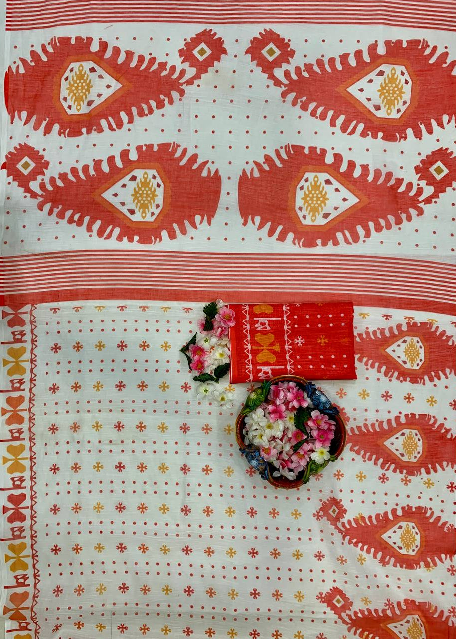 Shriwal Agni Inspired Linen Cotton Digital Saree